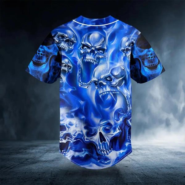 Blue Soul Eater Ghost Skull Custom Baseball Jersey