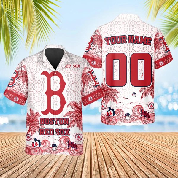 Custom Boston Red Sox Hawaiian Shirt, Red Sox Aloha Shirt, MLB Hawaiian Shirt