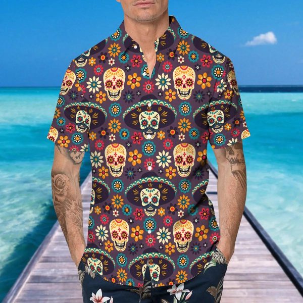 Day Of The Dead Pattern Skull Hawaiian Shirt