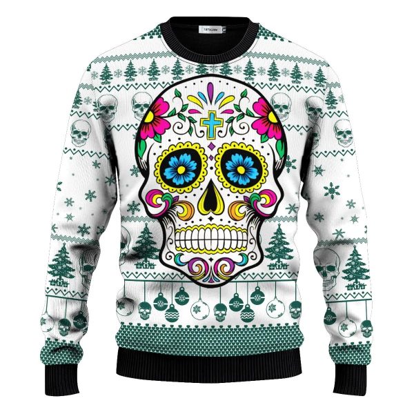 Dead Sugar Skull Colorfull Skull Ugly Christmas Sweater