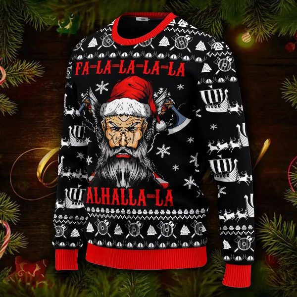 Falalalala Valhallala Cool Santa Viking Ugly Christmas Sweater