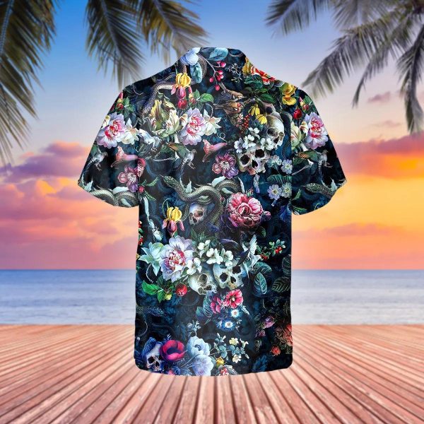 Floral Skull And Snakes Hawaiian Shirt, Hawaiian Button Up Shirt, Aloha Shirts