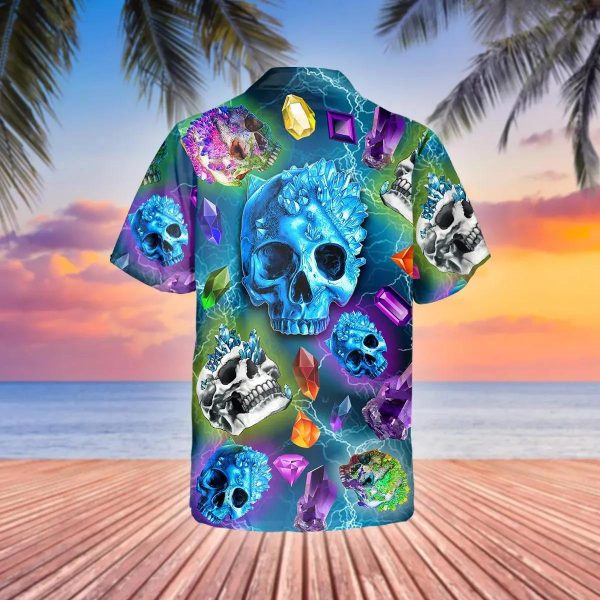 Galaxy Diamond Crystal Skull Hawaiian Shirt