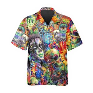 Generic Crazy Trippy Psychedelic Fantasy Colorful Skull Hawaiian Shirt 1 1