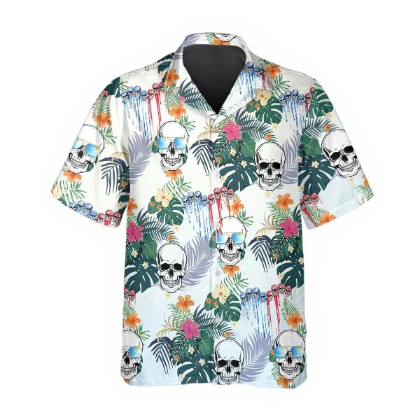 Happy Summer Grinning Skull Hawaiian Shirt