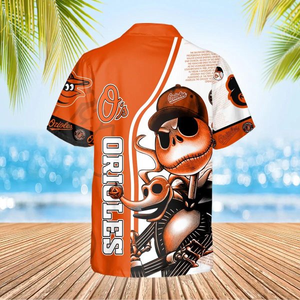 Jack Skeleton Baltimore Orioles Hawaiian Shirt, Baltimore Orioles Aloha Shirt, MLB Hawaiian Shirt