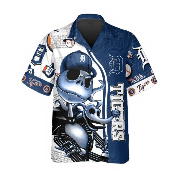 Jack Skeleton Detroit Tigers Hawaiian Shirt, Detroit Tigers Aloha Shirt, MLB Hawaiian Shirt