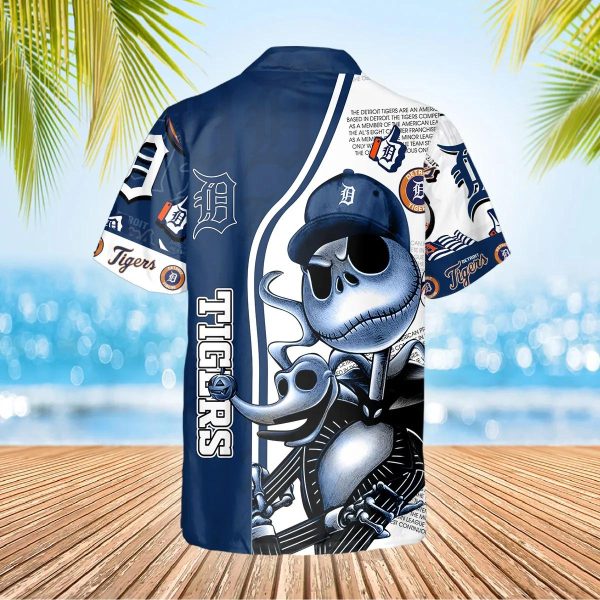 Jack Skeleton Detroit Tigers Hawaiian Shirt, Detroit Tigers Aloha Shirt, MLB Hawaiian Shirt