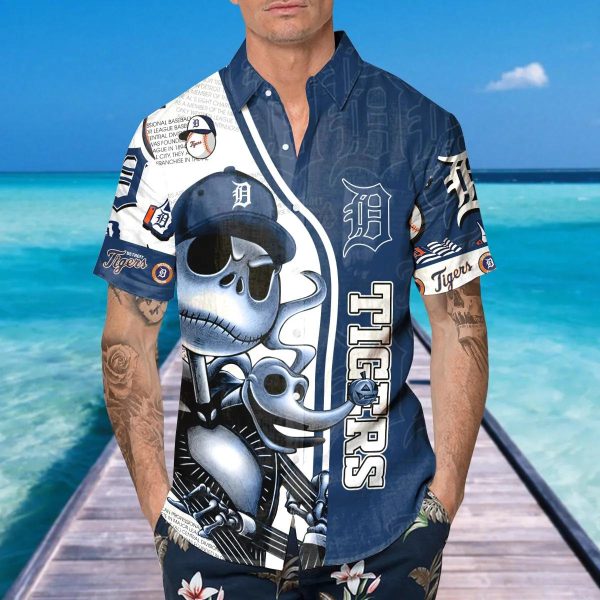 Jack Skeleton Detroit Tigers Hawaiian Shirt, Detroit Tigers Aloha Shirt, MLB Hawaiian Shirt