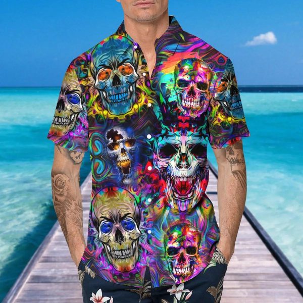 Neon Skull Hawaiian Shirt