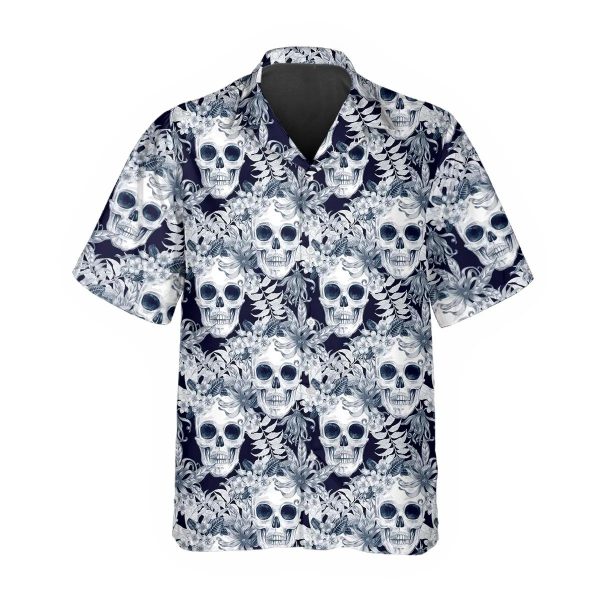 Ocean Vibe Floral Skull Hawaiian Shirt