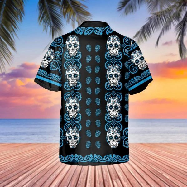 Pattern Blue Color Skull Hawaiian Shirt