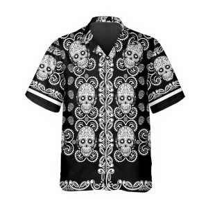 Pattern Color Black Skull Hawaiian Shirt 1