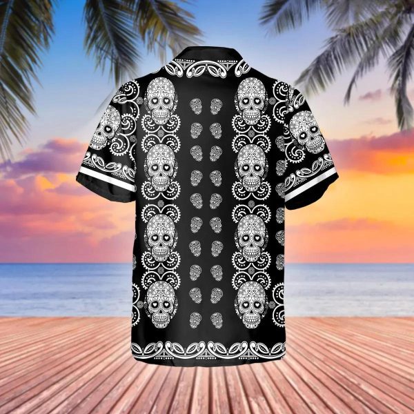 Pattern Color Black Skull Hawaiian Shirt