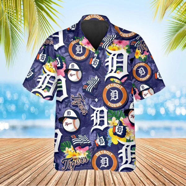 Pattern Detroit Tigers Hawaiian Shirt, Detroit Tigers Aloha Shirt, MLB Hawaiian Shirt