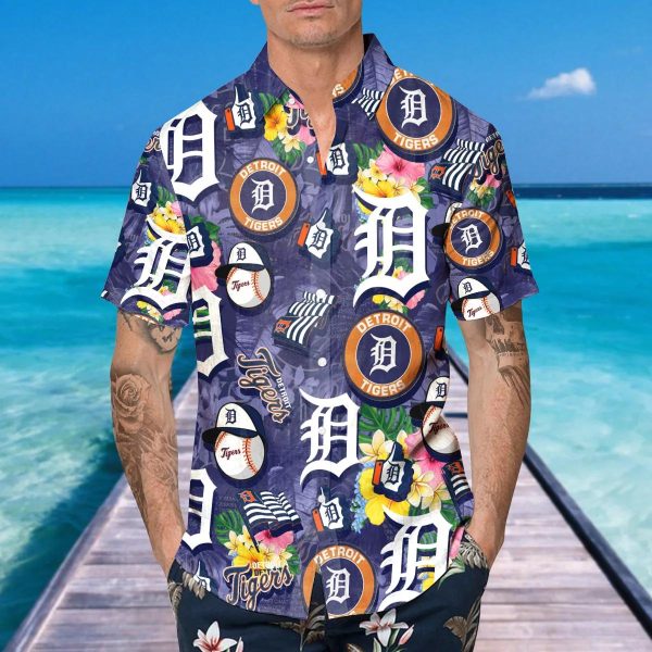 Pattern Detroit Tigers Hawaiian Shirt, Detroit Tigers Aloha Shirt, MLB Hawaiian Shirt