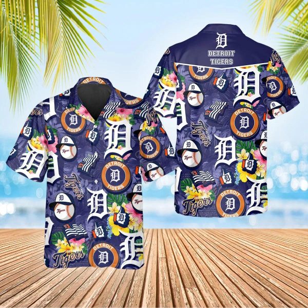 Pattern Detroit Tigers Hawaiian Shirt, Detroit Tigers Aloha Shirt, MLB Hawaiian Shirt