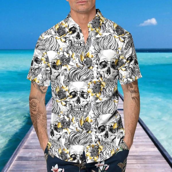 Pattern Flower Skull Hawaiian Shirt