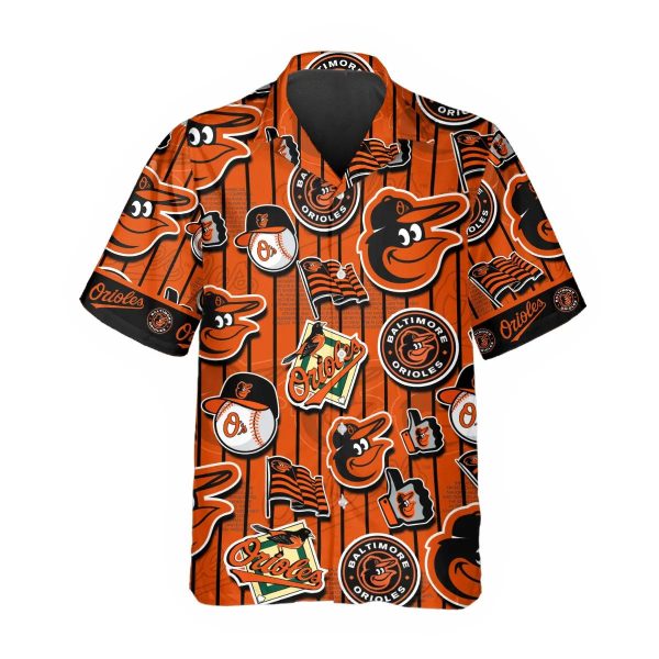 Pattern Logo Baltimore Orioles Hawaiian Shirt, Baltimore Orioles Aloha Shirt, MLB Hawaiian Shirt