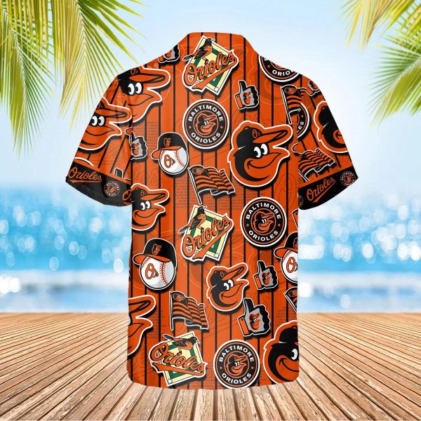 Pattern Logo Baltimore Orioles Hawaiian Shirt, Baltimore Orioles Aloha Shirt, MLB Hawaiian Shirt