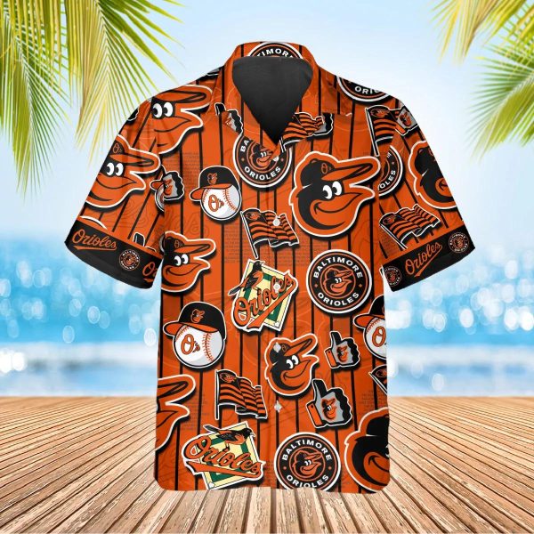 Pattern Logo Baltimore Orioles Hawaiian Shirt, Baltimore Orioles Aloha Shirt, MLB Hawaiian Shirt