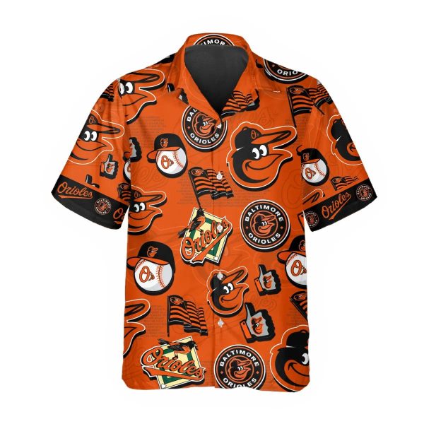 Pattern Logo Baltimore Orioles Hawaiian Shirt, MLB Hawaiian Shirt