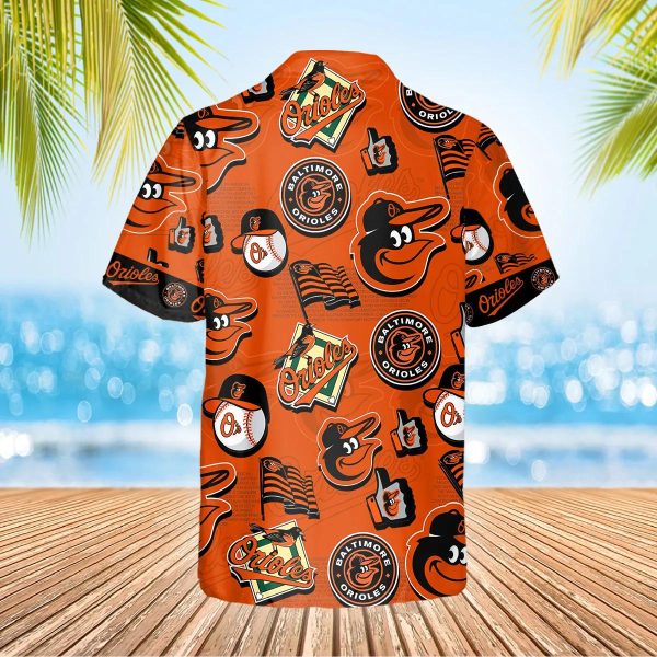 Pattern Logo Baltimore Orioles Hawaiian Shirt, MLB Hawaiian Shirt