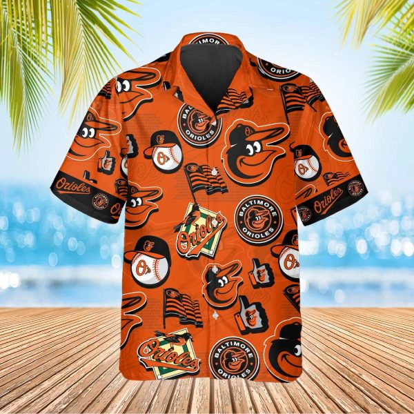 Pattern Logo Baltimore Orioles Hawaiian Shirt, MLB Hawaiian Shirt