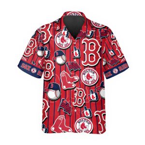 Pattern Logo Boston Red Sox Hawaiian Shirt Boston Red Sox Aloha Shirt MLB Hawaiian Shirt 1