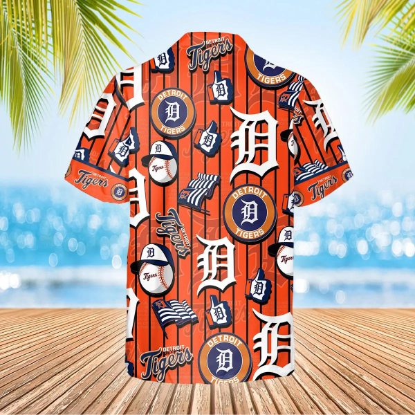 Pattern Logo Detroit Tigers Hawaiian Shirt, Detroit Tigers Aloha Shirt, MLB Hawaiian Shirt