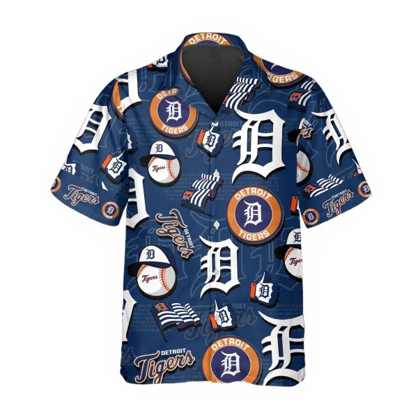 Pattern Logo Detroit Tigers Hawaiian Shirt, MLB Hawaiian Shirt