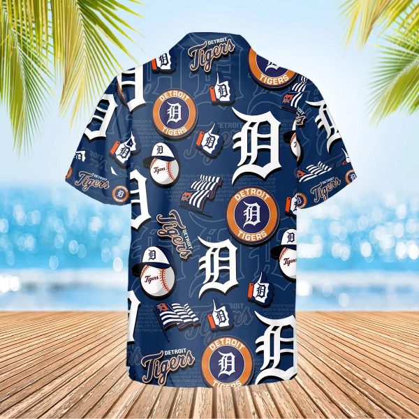 Pattern Logo Detroit Tigers Hawaiian Shirt, MLB Hawaiian Shirt