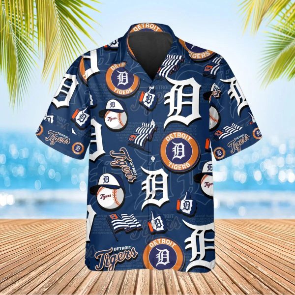 Pattern Logo Detroit Tigers Hawaiian Shirt, MLB Hawaiian Shirt