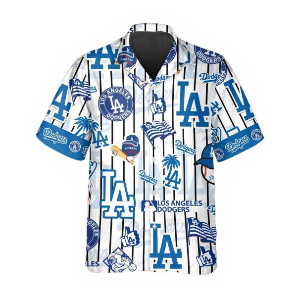 Pattern Logo Los Angeles Dodgers Hawaiian Shirt, Dodgers Aloha Shirt, MLB Hawaiian Shirt