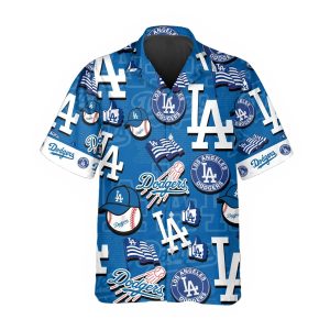 Pattern Logo Los Angeles Dodgers Hawaiian Shirt MLB Hawaiian Shirt 1