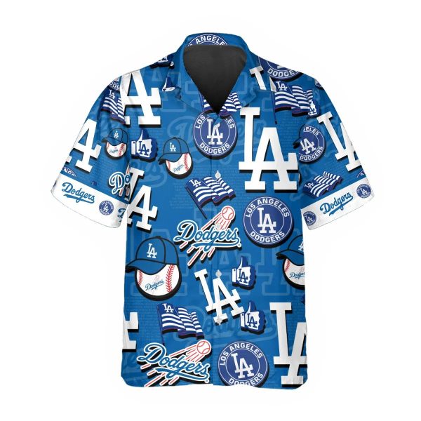 Pattern Logo Los Angeles Dodgers Hawaiian Shirt, MLB Hawaiian Shirt