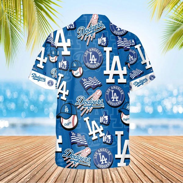 Pattern Logo Los Angeles Dodgers Hawaiian Shirt, MLB Hawaiian Shirt