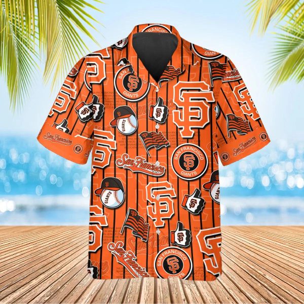 Pattern Logo San Francisco Giants Hawaiian Shirt, SF Giants Aloha Shirt, MLB Hawaiian Shirt