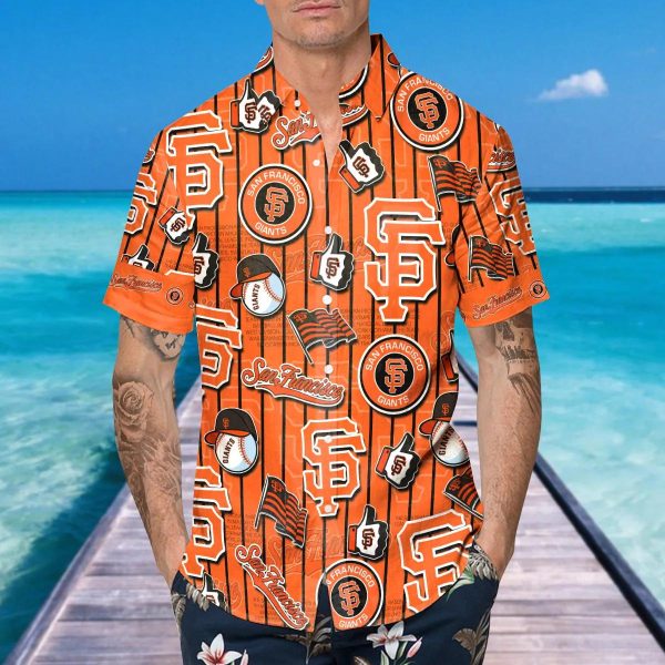 Pattern Logo San Francisco Giants Hawaiian Shirt, SF Giants Aloha Shirt, MLB Hawaiian Shirt