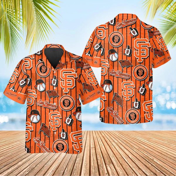 Pattern Logo San Francisco Giants Hawaiian Shirt, SF Giants Aloha Shirt, MLB Hawaiian Shirt