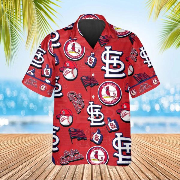 Pattern Logo St. Louis Cardinals Hawaiian Shirt, MLB Hawaiian Shirt