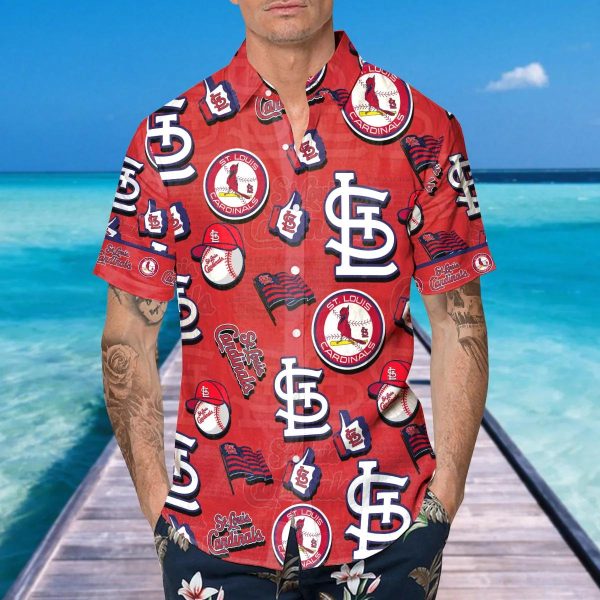 Pattern Logo St. Louis Cardinals Hawaiian Shirt, MLB Hawaiian Shirt