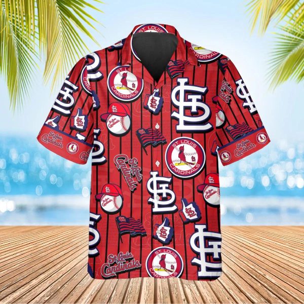 Pattern Logo St. Louis Cardinals Hawaiian Shirt, St. Louis Cardinals Aloha Shirt, MLB Hawaiian Shirt