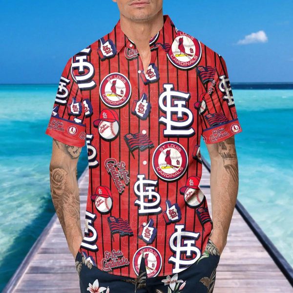 Pattern Logo St. Louis Cardinals Hawaiian Shirt, St. Louis Cardinals Aloha Shirt, MLB Hawaiian Shirt