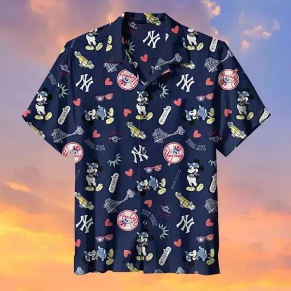 Pattern NY Yankees Hawaiian Shirt, MLB Hawaiian Shirt, Hawaiian Button Up Shirt