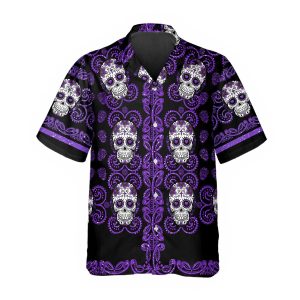 Pattern Purple Color Skull Hawaiian Shirt 1