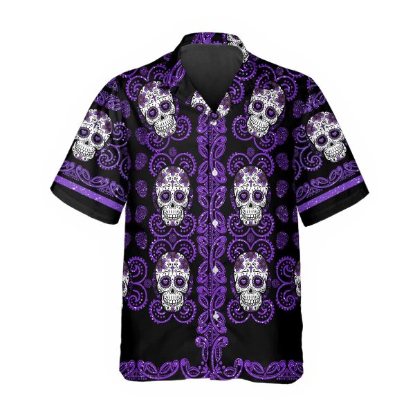 Pattern Purple Color Skull Hawaiian Shirt