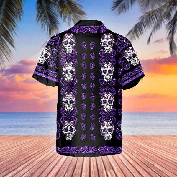 Pattern Purple Color Skull Hawaiian Shirt