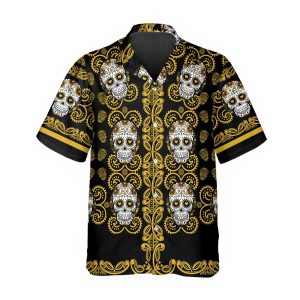 Pattern Yellow Color Skull Hawaiian Shirt 1