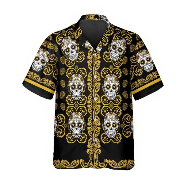 Pattern Yellow Color Skull Hawaiian Shirt